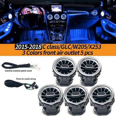 Luz ambiental LED de ventilación de aire 3 colores para Mercedes Benz Clase C GLC W205 X253 15-18 Foto 1 de 4