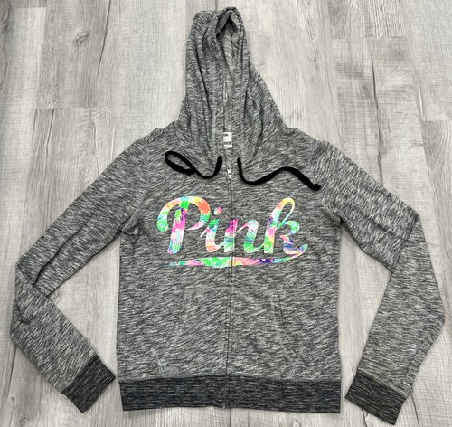 UNDERCOVER FELPA CON CAPPUCCIO FULL ZIP VICTORIAS SECRET ROSA STORE GRIGIA TAGLIA MEDIA