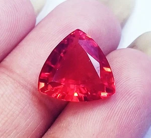 Natural Orange Sapphire 8.25 Ct Trillion Shape Loose Gemstone Certified - Picture 1 of 7