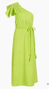 Neu mit Etikett Farm Rio One-Shoulder-Midikleid Leinenmischung NEU neongrün Größe XL - Bild 1 von 15