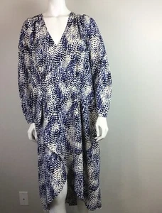 Express Black Blue White Abstract Faux Wrap Dress Women’s L - Picture 1 of 9