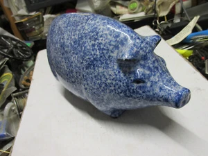 [DFsilbx1] Keramik blau gesprenkelte Schweinebank, ca. 7" lang - Bild 1 von 4