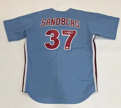 RYNE SANDBERG SIGNED #37 PHILADELPHIA PHILLIES ROOKIE JERSEY LICENSED JSA COA - Image 1 of 4