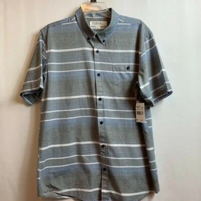 Camisa Para Hombres Ezequiel Gris Rayas Abotonada Manga Corta Talla L Foto 1 de 4