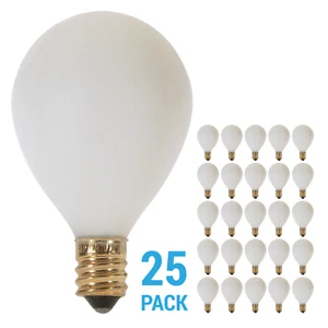 25 Pack Satco S3830 120V 10W G12.5 Pear Candelabra E12 Globe Light Satin White - Picture 1 of 4