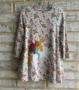 Mini Boden Big Appliqué Long Sleeve 100% Cotton Jersey Dress Girls Size 3-4 - Picture 1 of 9