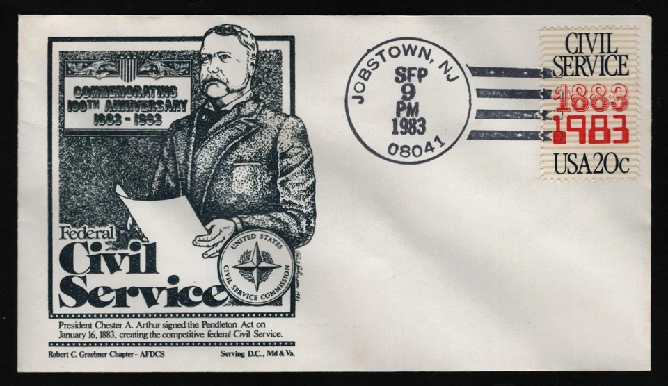 #2053 20c Civil Service, AFDCS-Jobstown Cancellation **ANY 5=FREE SHIPPING** - Image 1 of 1