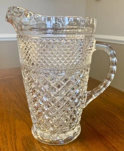 Vintage Anchor Hocking Wexford Crystal Glass Pitcher 64 Oz Diamond Pattern - Picture 1 of 6