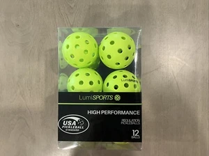 12-Pack Premium Pickleball Balls | 40 Holes Outdoor Fluorescent Green Balls  - Picture 1 of 4