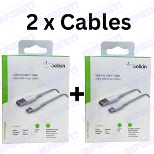 2 x Belkin 2m BoostCharge USB-A to USB-C Cable - White - Picture 1 of 1