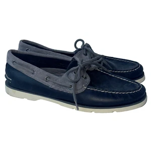 Zapatos de barco SPERRY Top Sider para hombre talla 8-8,5 azul gris cuero lona cubierta de crucero - Imagen 1 de 7