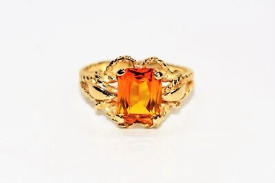 Piedra de nacimiento naranja 1,92 quilates natural citrino miel natural oro 14K Estate Foto 1 de 4