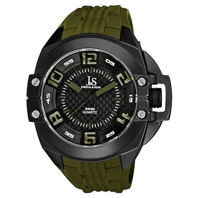 Reloj Hombre Joshua & Sons Verde Silicona Esfera Negra IP SS JS-39-GN Foto 1 de 2