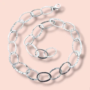Silpada Necklace 925 Sterling Silver Oval Links Hammered N1667 Retired 2011 - Picture 1 of 13