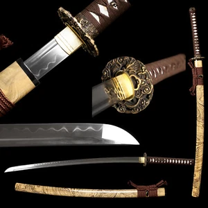 Hand Forged Katana Samurai Sword Clay Tempered T10 Steel Real Hamon Razor Sharp - Picture 1 of 10
