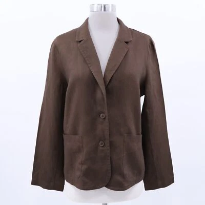 Eileen Fisher Blazer Jacket Organic Linen Womens PL Large Petite Brown Lagenlook - Image 1 of 4