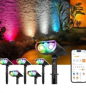 Linkind Smart Solar Lights Outdoor SL5, Cool/Warm White/Color Changing Solar 6pc - Picture 1 of 5