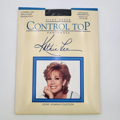 Kathie Lee Silky Sheer Control Top Pantyhose Sandalfoot Off Black Medium/Tall - Image 1 of 4