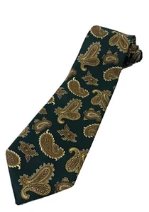 Corbata de cuello hecha a mano Rene' Chagal Myung Ju verde seda marrón  - Imagen 1 de 5