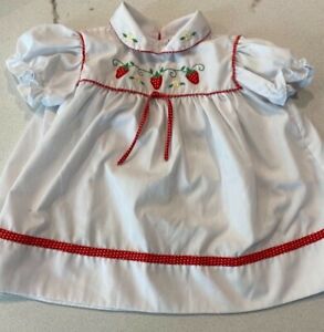 Vintage Baby Togs Strawberry Garden Dress  White Red size 6-9 months A31