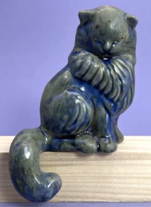 Vintage 1959 Ceramic Persian Cat Figurine Gray And Blue Shelf Sitter - Picture 1 of 9