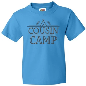 Inktastic Cousin Camp Family Reunion Youth T-Shirt Tent Summer Clothes Clothing - Picture 1 of 7