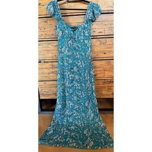 House of Harlow 1960 Dress Women's Small Teal Floral Maxi Lined New - Picture 1 of 10