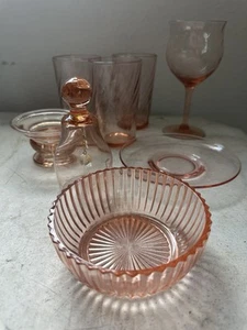 Depression Glass Bundle-selenium UvReactive Glass-minFlaws-some Unique Pieces - Picture 1 of 12