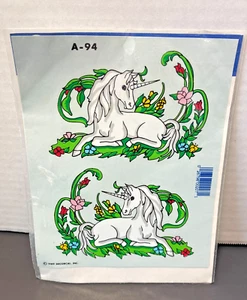 New Vintage 1980's Decorcal Unicorn Stickers - Picture 1 of 2