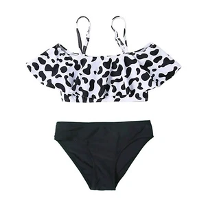 Kids Girls Swimwear Spaghetti Straps Swimsuit Sleeveless Beachwear Rash Guard - Picture 1 of 19