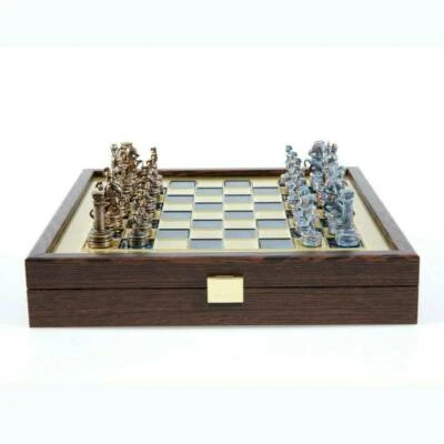 Manopoulos Greek Roman Army Chess Set - Blue Copper Pawns - Blue Board - Image 1 of 4