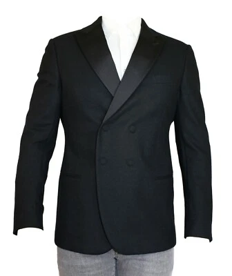 Nueva Chaqueta Giorgio Armani Negra Doble Pecho Lana Esmoquin Pico - Talla 50/40 Foto 1 de 4