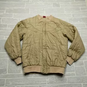 VINTAGE Nike Jordan Quilted Jacket Adult Large Beige Red Embroidered JumpMan - Picture 1 of 19