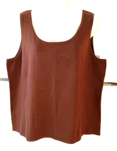BOB MACKIE WEARABLE ART SOLID BROWN SILK NYLON BLEND SLEEVELESS TANK TOP SIZE XL - Picture 1 of 4