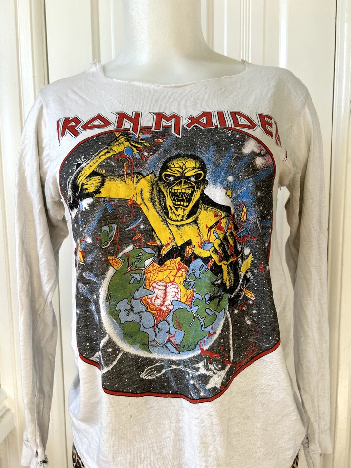 Vintage 1983 Iron Maiden World Piece Tour Long Sleeve T Shirt 80s Metal Rare SM - Image 1 of 4