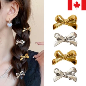 Gold Silver Color Small Side Clip Girls Alloy Mini Bow Hair Clip Fashion Hairpin - Picture 1 of 17