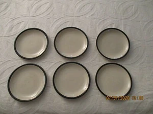 LOT OF 6 KITCHEN BASICS by TIENSHAN BROWN TRIM 7.5" SALAD DESSERT PLATES - Picture 1 of 6