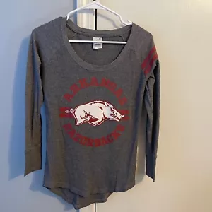 Ladies Arkansas Razorbacks Graphic Hog Thermal Long Sleeve Shirt Gray Medium - Picture 1 of 4