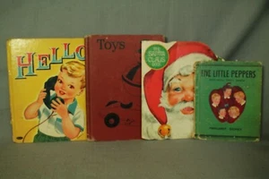 4 vintage Children's books Hello Five Little Peppers Santa Claus Toys science - Imagen 1 de 10