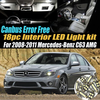 18Pc Error Free White Interior LED Light Kit for 2008-2011 Mercedes-Benz C63AMG  - Image 1 of 4