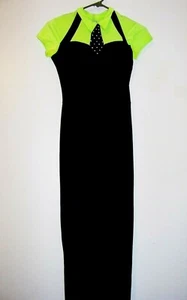 Jazz Dancer Costume Art Stone Small Adult Neon Green & Black Velour Halloween - Picture 1 of 2
