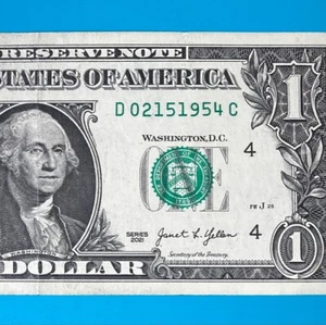 February 15, 1954 (D 02151954 C) BIRTHDAY Note $1 One Dollar Bill - Picture 1 of 4