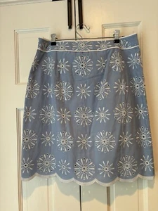 New! TALBOTS Women’s Blue Eyelet Career Casual Summer Skirt Blue Cotton Size 6 - Picture 1 of 3