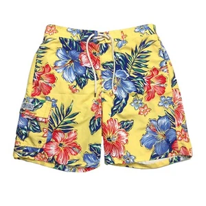 Polo Ralph Lauren Men's Yellow Floral Traveler Swim Trunks Small Msrp $80 - Picture 1 of 3