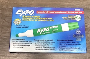 EXPO Low Odor Dry Erase Markers Chisel Tip Green 12 Count - Picture 1 of 4