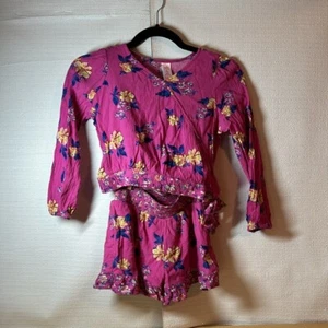JUSTICE Floral Ruffle Cross Over Top Girls Fashion Outfit Size S 7/8 - Picture 1 of 6