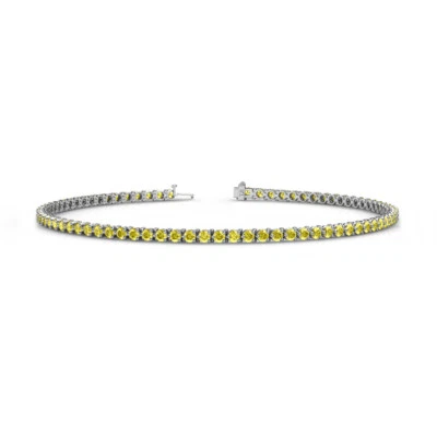 Brazalete de tenis de eternidad de zafiro amarillo de 2 mm de oro blanco de 14 quilates de 1,89 quilates JP:123869 Foto 1 de 4
