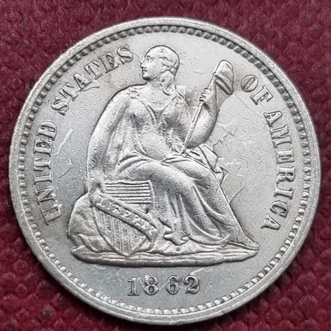 1862 Seated Liberty Half Dime 5c High Grade UNC Major clashed dies #60407 Cover