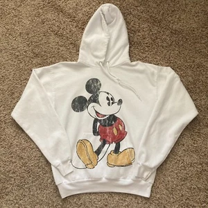 Disney Parks Hoodie Women's M White Graphic Mickey Mouse Sweatshirt - Picture 1 of 12