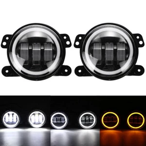 2× 4 inch 30W Round LED Fog Lights With Angel Eyes For Jeep Wrangler JK 07-17 - Picture 1 of 11